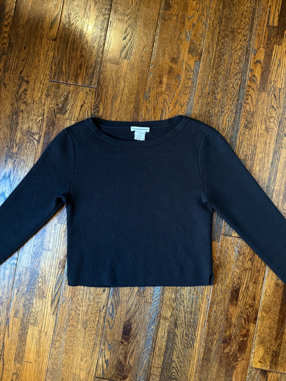 Club Monaco Black Cropped Knit Sweater